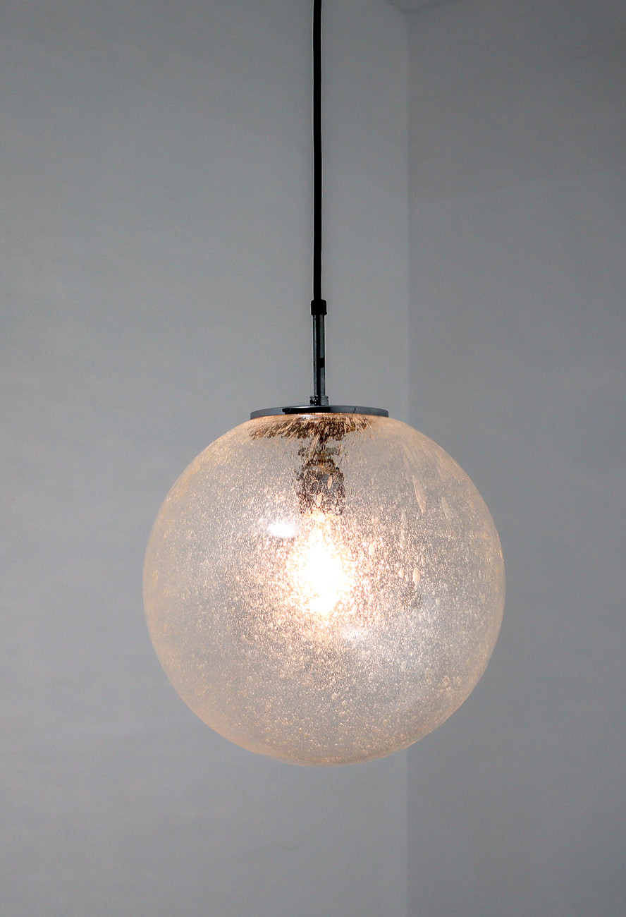 Midcentury Bubble Glass Globe Pendant by Glashütte Limburg , Germany, 1970s