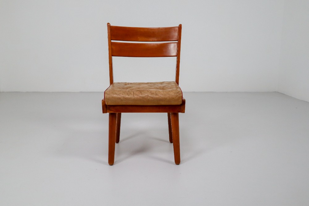 Midcentury Chairs in Walnut and Leather, Austria, 1950s Mid-20th century