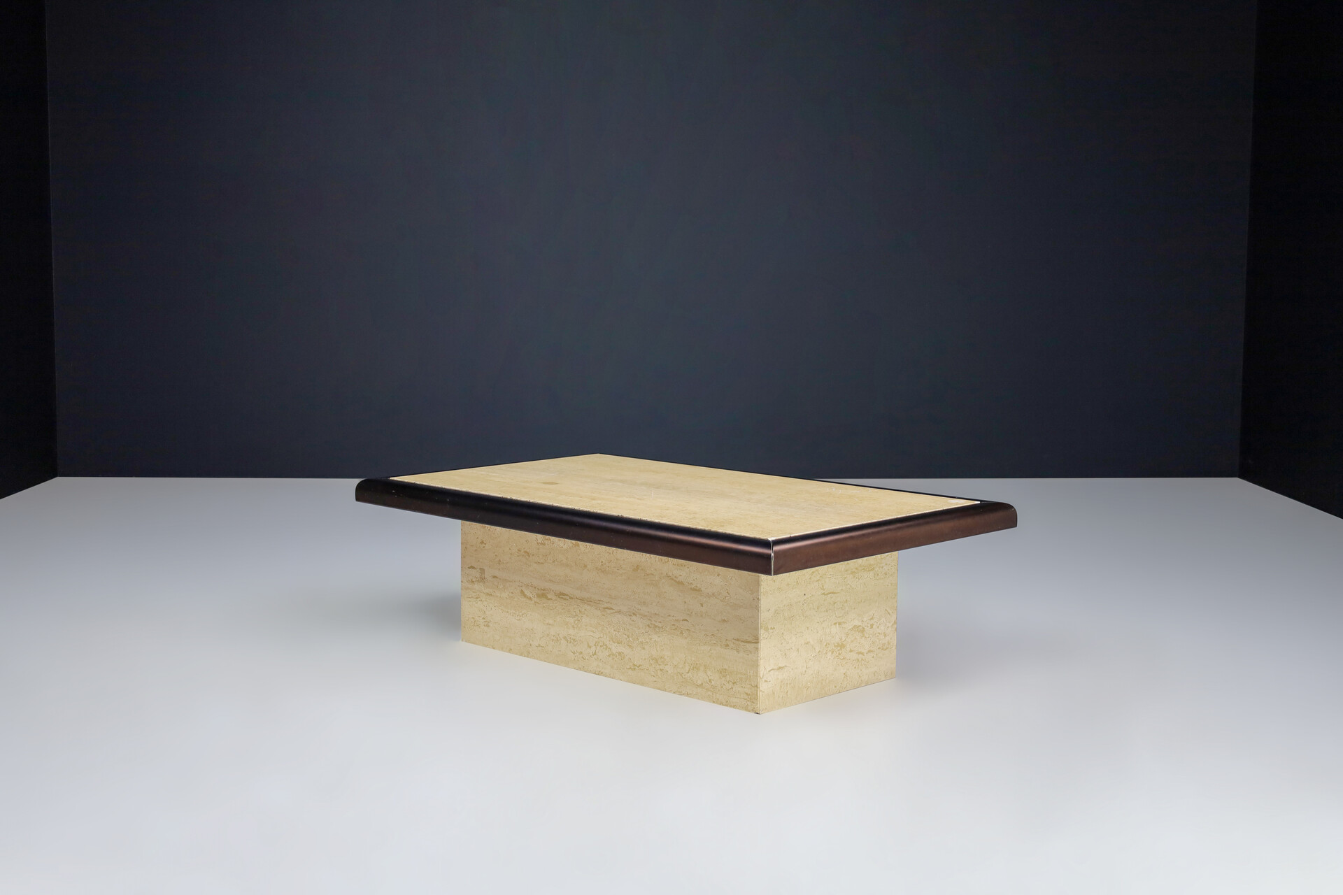 Midcentury Hollywood Regency Travertin Coffee Table Italy 1970s Late-20th century