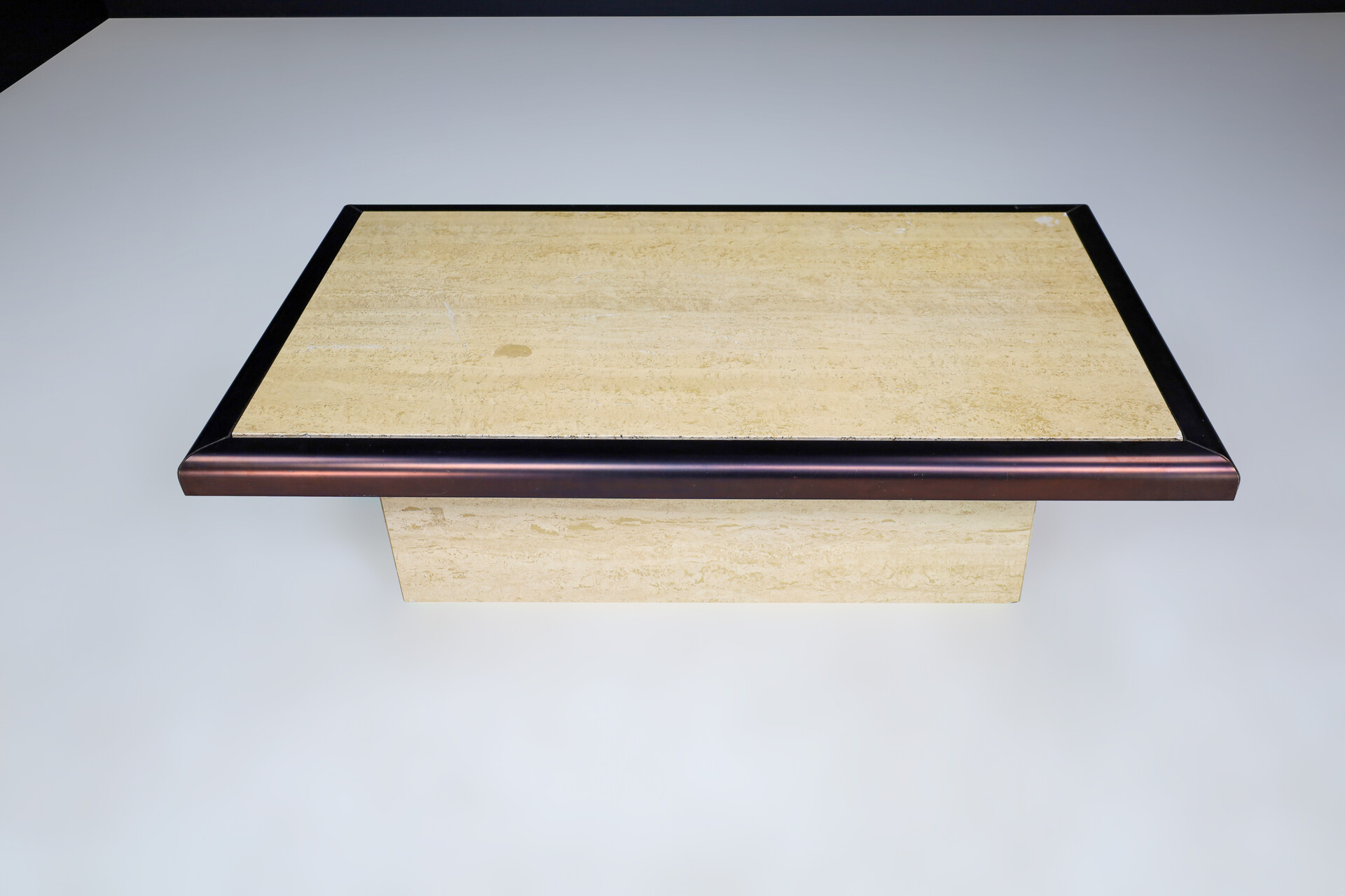 Midcentury Hollywood Regency Travertin Coffee Table Italy 1970s Late-20th century