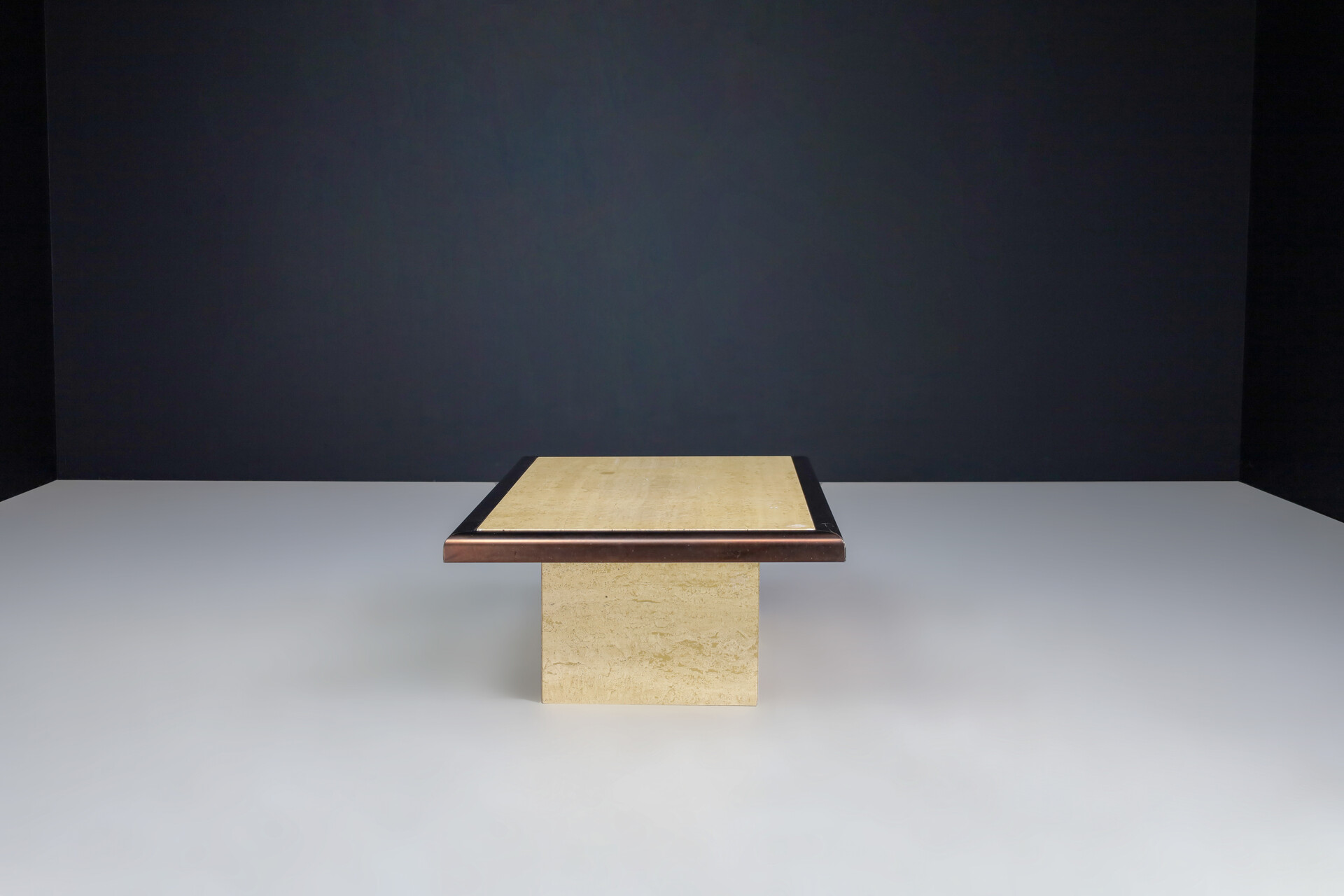 Midcentury Hollywood Regency Travertin Coffee Table Italy 1970s Late-20th century