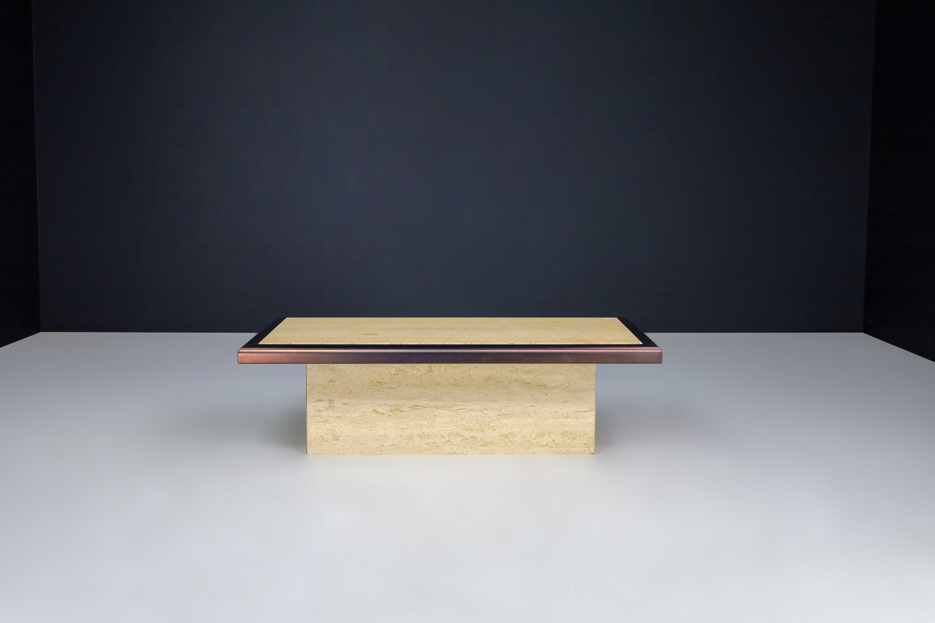 Midcentury Hollywood Regency Travertin Coffee Table Italy 1970s Late-20th century