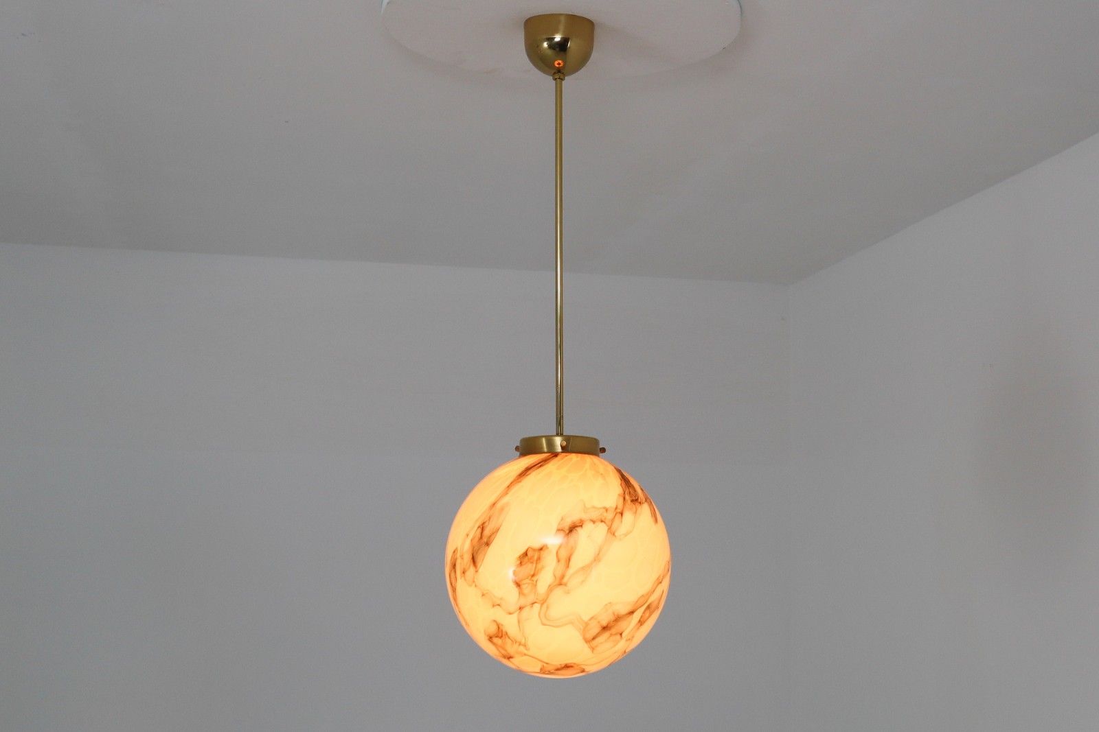  Midcentury Marble look Glass Pendant Lamp, 1960s Mid-20th Century Mid-20th century