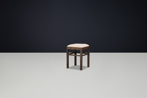 Midcentury Modern Beechwood Stool with Teddy Bouclé Upholstery, 1950s Mid-20th century