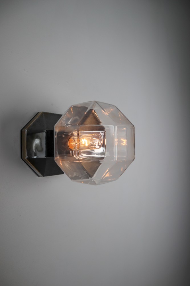 Midcentury Motoko Ishii Sconces Chrome-Plated Metal and Silver Plated Glass