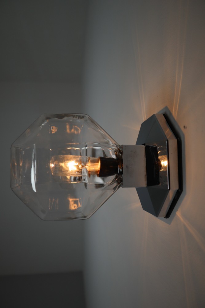 Midcentury Motoko Ishii Sconces Wall Lights, Chrome-plated and Tinted Glasses