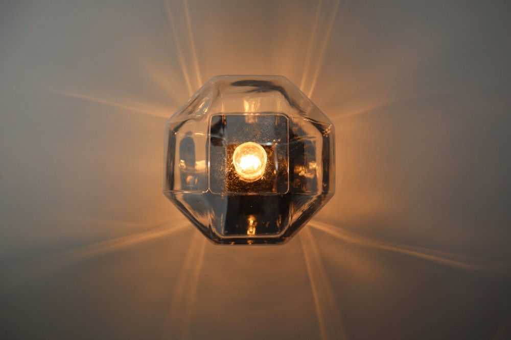 Midcentury Motoko Ishii Sconces Wall Lights, Chrome-plated and Tinted Glasses