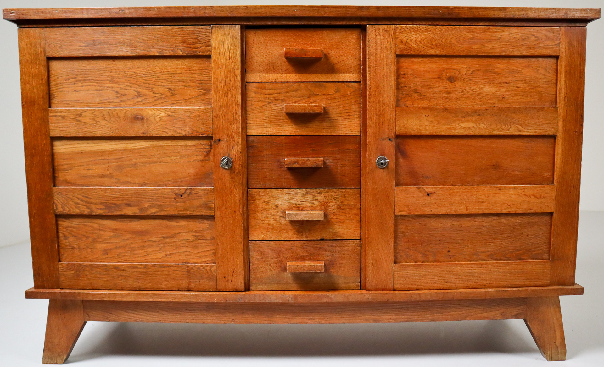Midcentury Patinated Oak Sideboard by René Gabriel, France, 1950s 