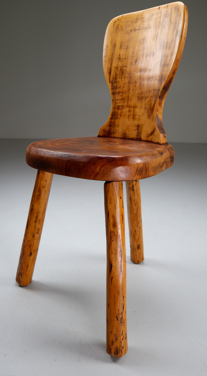 Midcentury Primitive wood Chairs France 1960s Mid-20th century