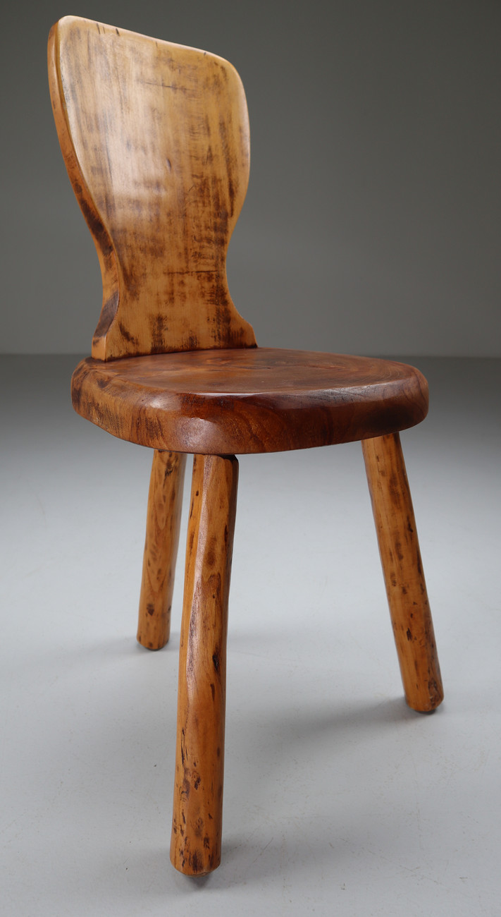 Midcentury Primitive wood Chairs France 1960s Mid-20th century