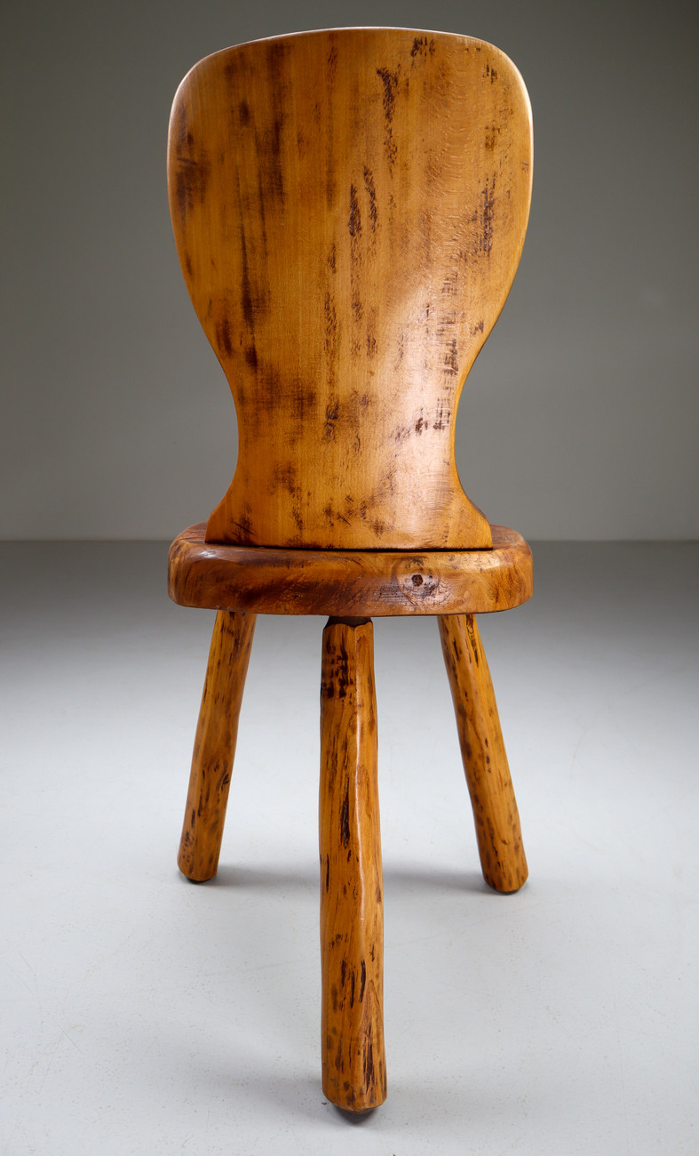 Midcentury Primitive wood Chairs France 1960s Mid-20th century
