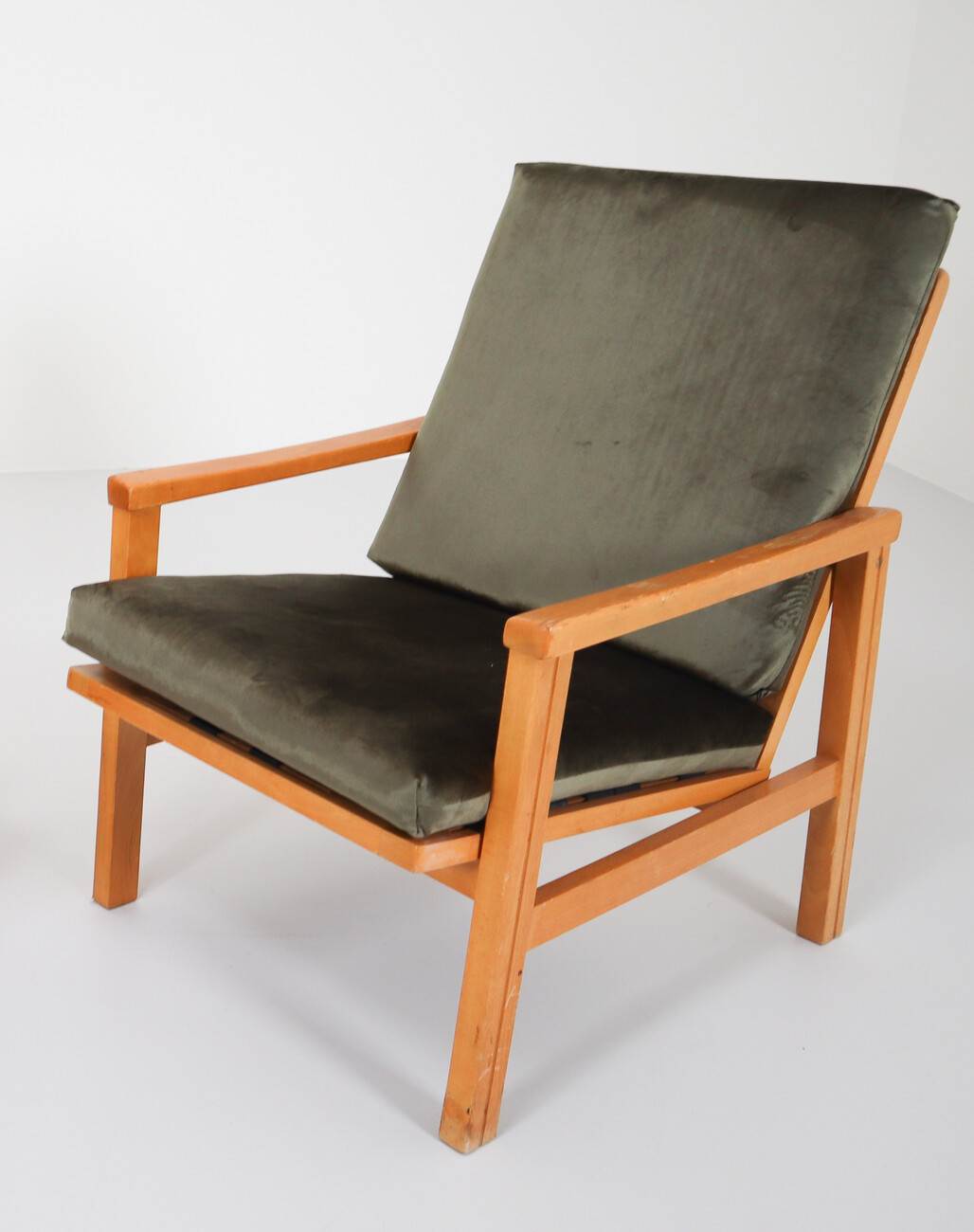 Midcentury Reupholstered Lounge Chairs in Green Velvet, Czech Republic 1970s