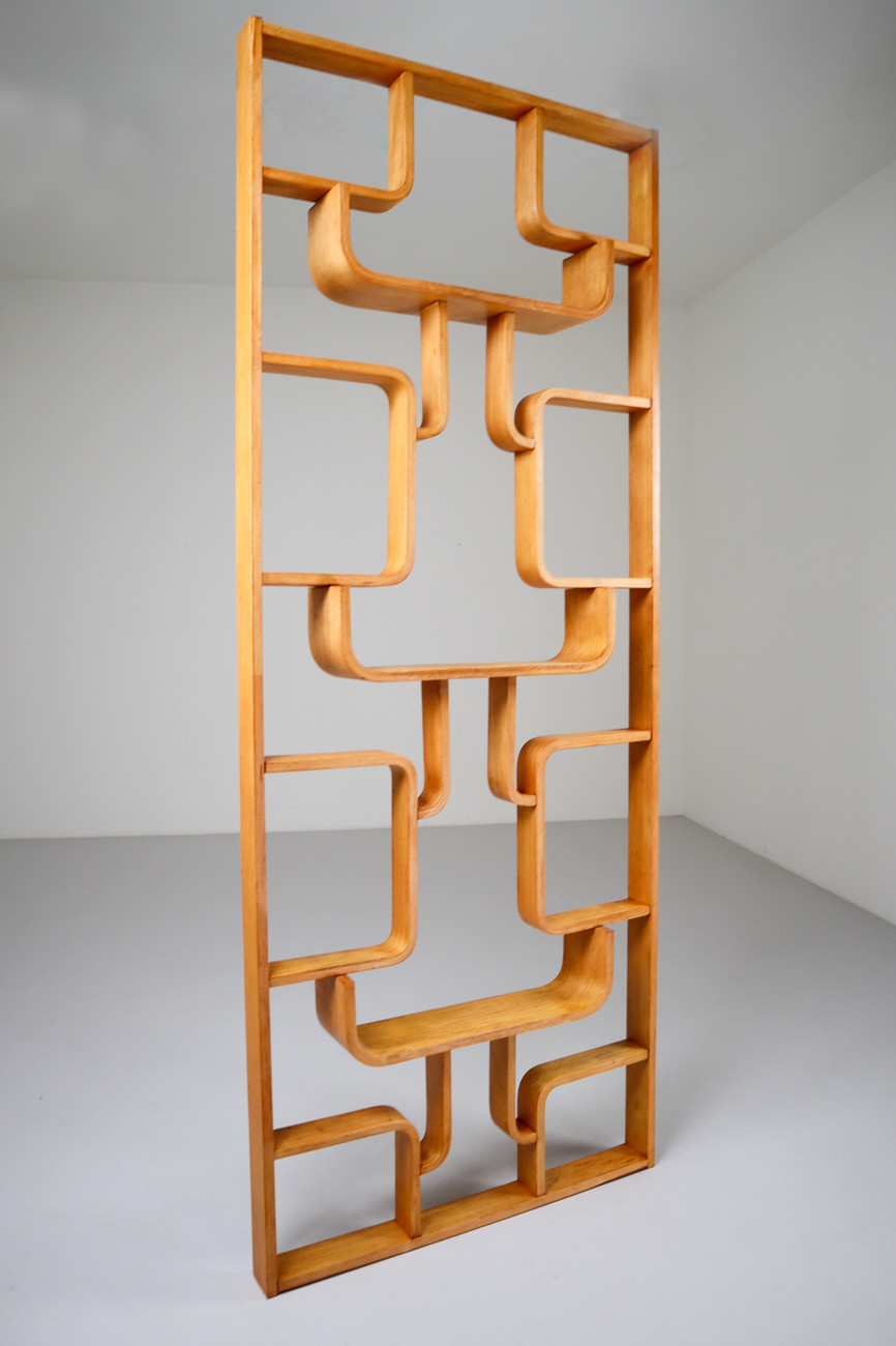 Midcentury Room Divider in Blond Bentwood, Czech Republic 1960s Mid-20th century