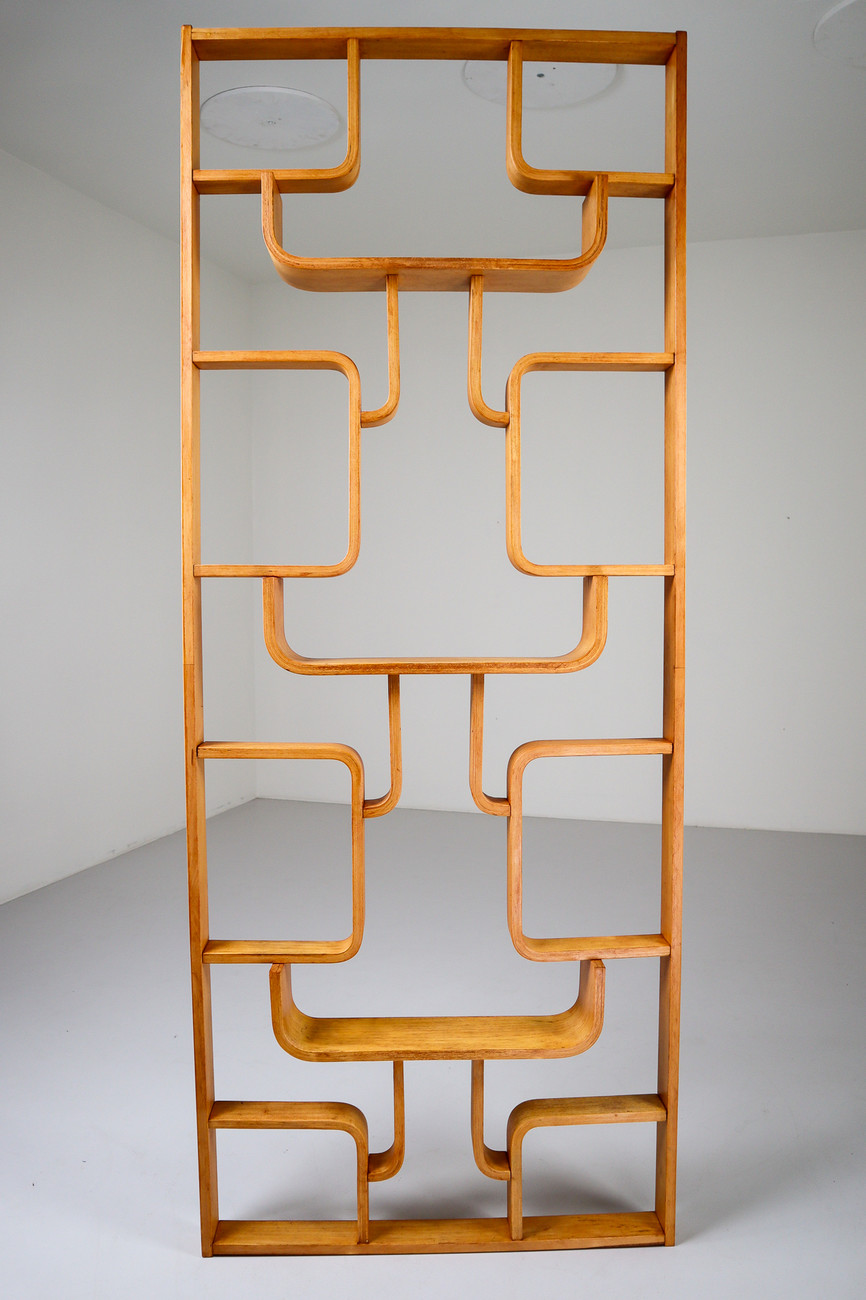 Midcentury Room Divider in Blond Bentwood, Czech Republic 1960s Mid-20th century
