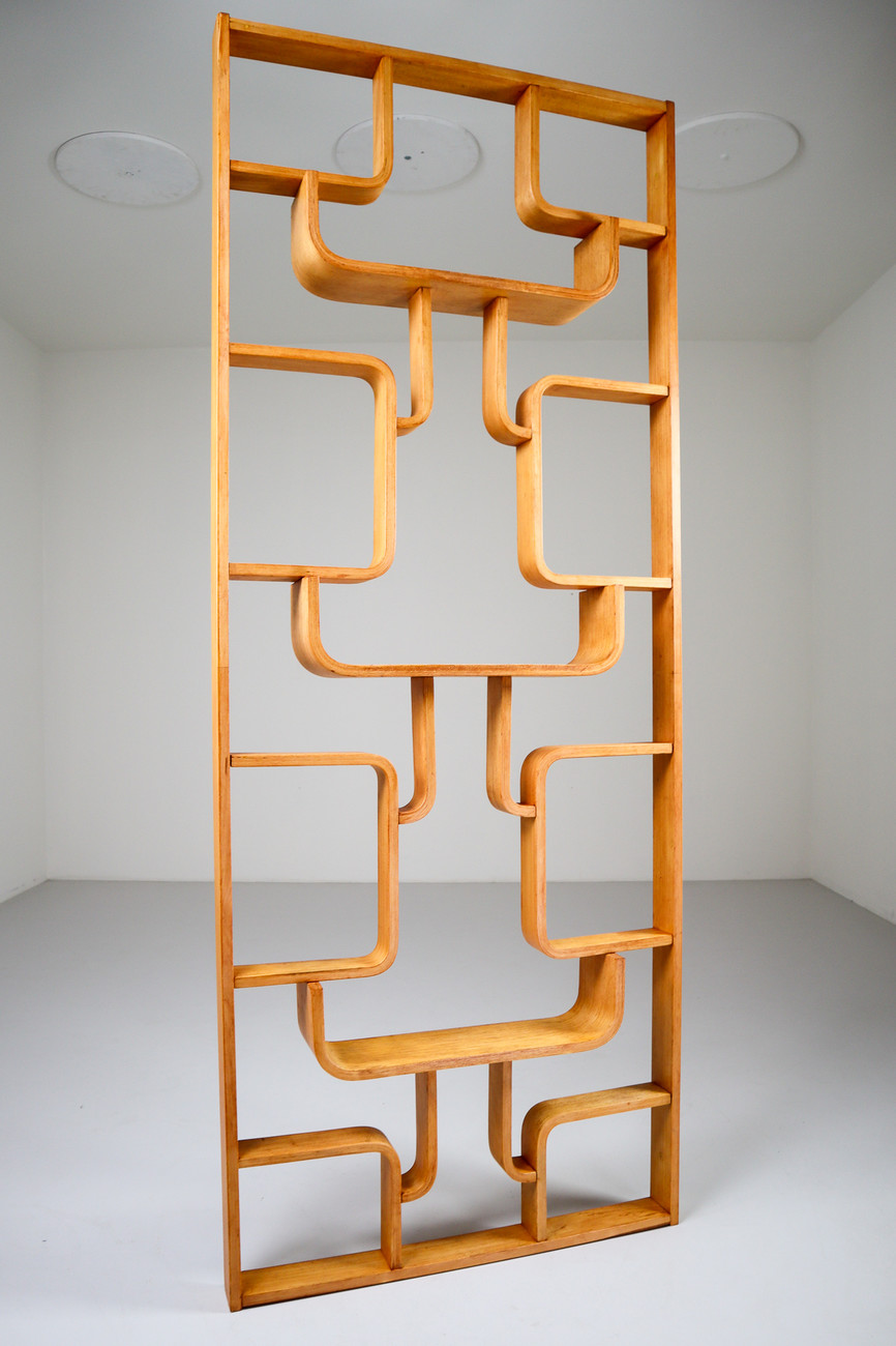 Midcentury Room Divider in Blond Bentwood, Czech Republic 1960s Mid-20th century