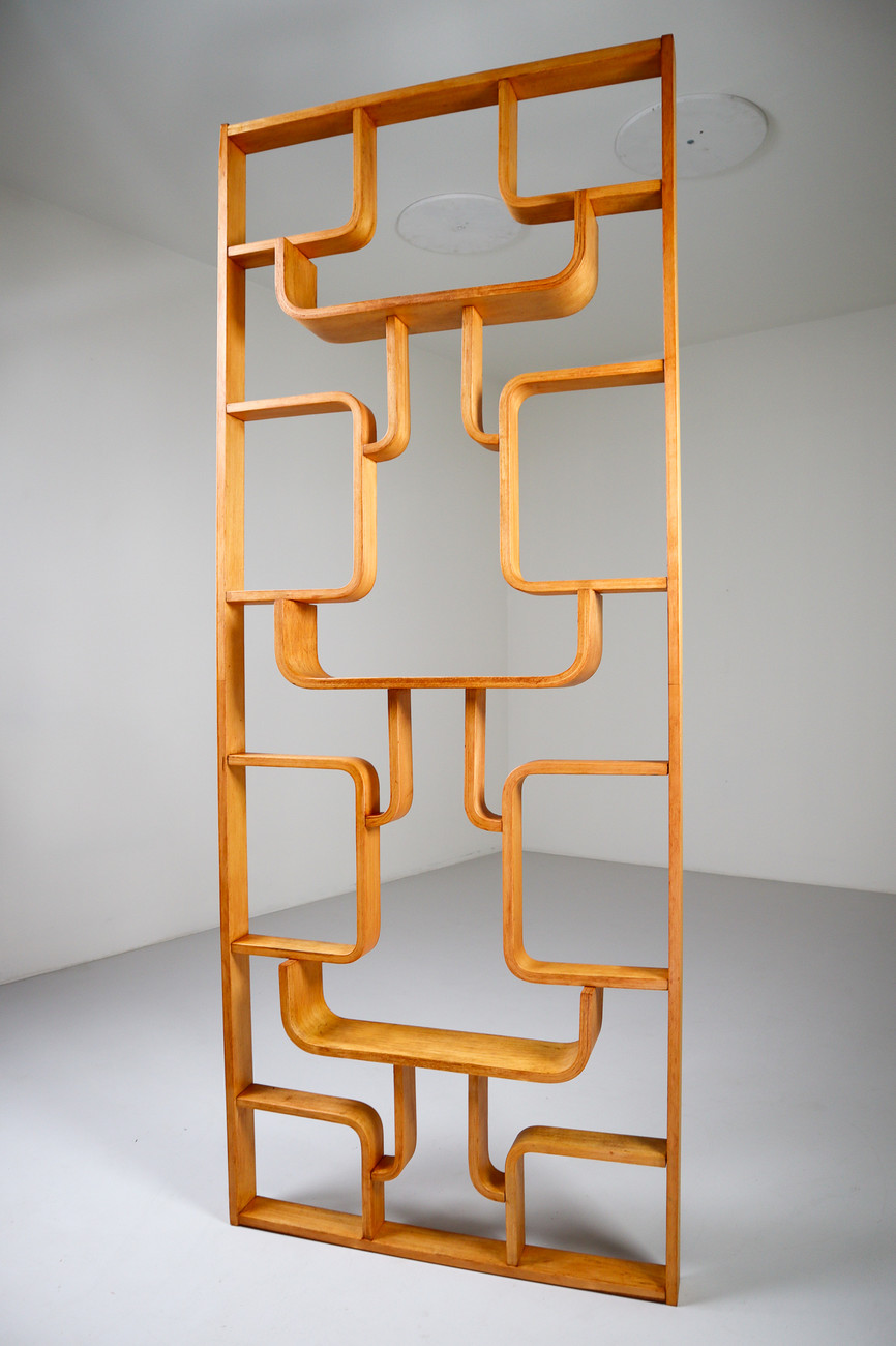 Midcentury Room Divider in Blond Bentwood, Czech Republic 1960s Mid-20th century