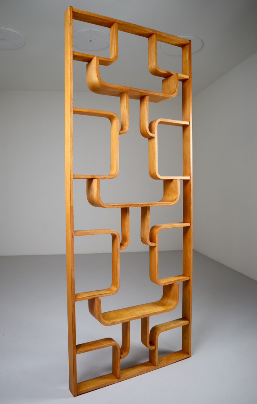 Midcentury Room Divider in Blond Bentwood, Czech Republic 1960s Mid-20th century