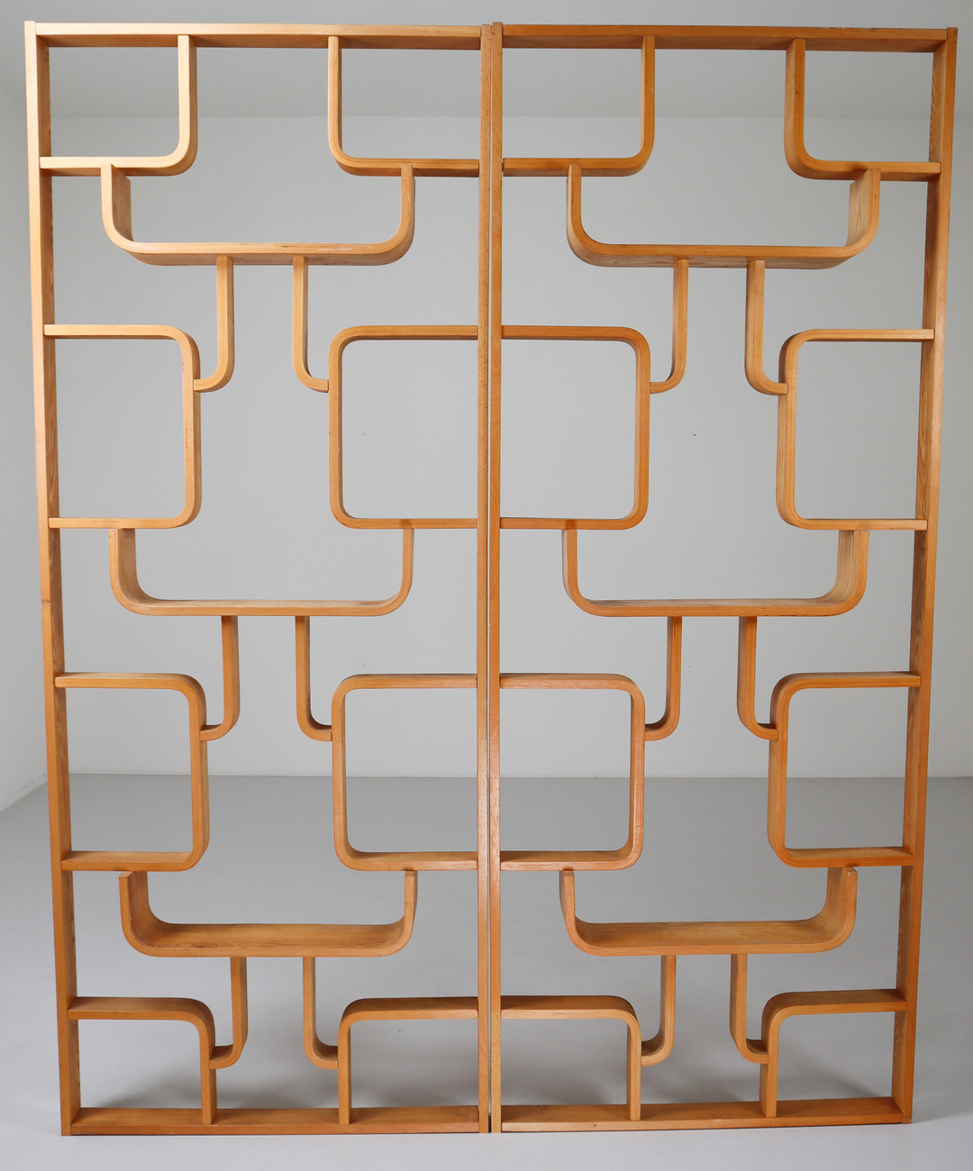 Midcentury Room Divider Shelves in Blond Bent-Wood, Praque 1960s Mid-20th century