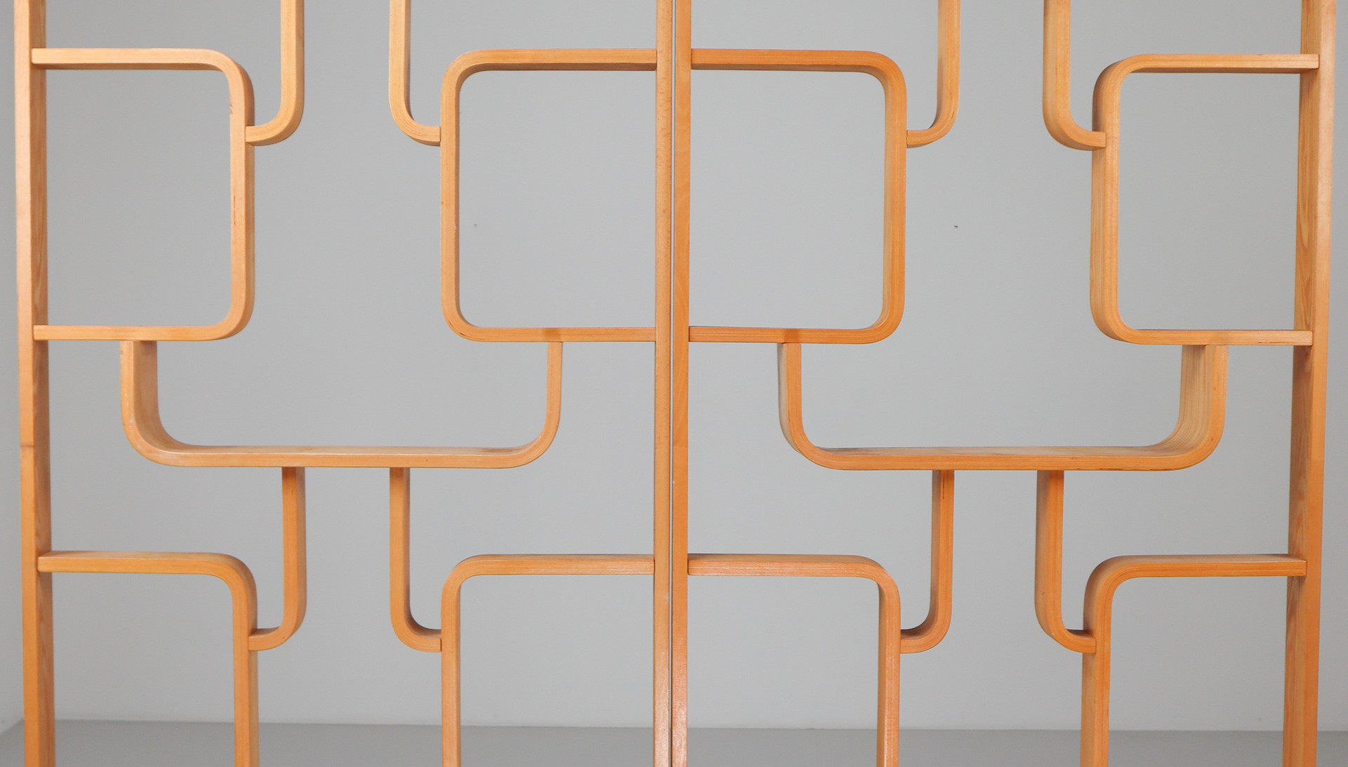 Midcentury Room Divider Shelves in Blond Bent-Wood, Praque 1960s Mid-20th century