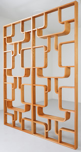 Midcentury Room Divider Shelves in Blond Bent-Wood, Praque 1960s Mid-20th century