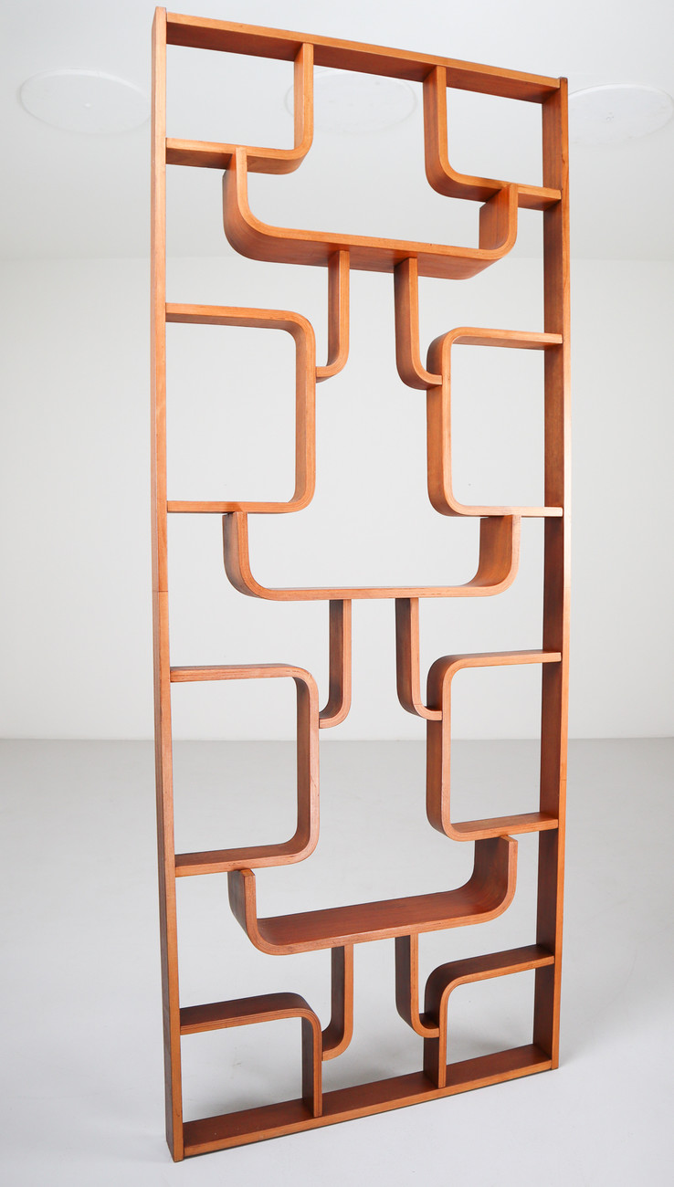 Midcentury Room Divider Shelves in Mahogany Bent-Wood, Praque, 1960s Mid-20th century