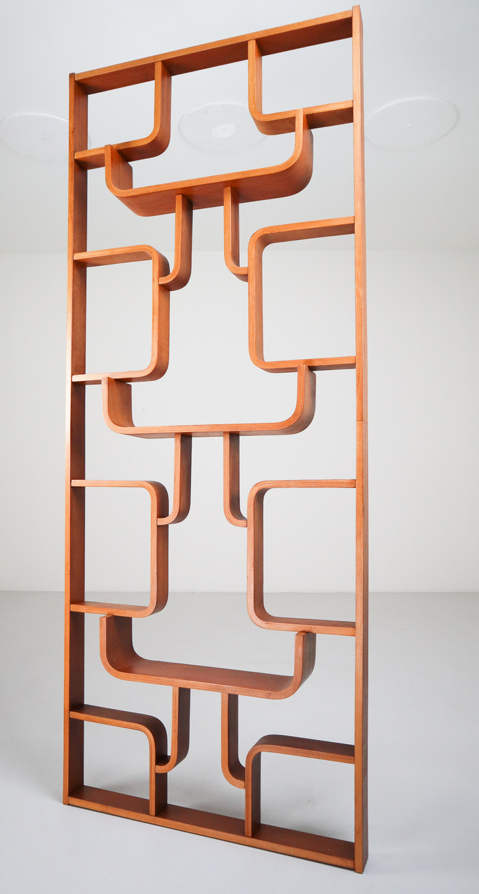 Midcentury Room Divider Shelves in Mahogany Bent-Wood, Praque, 1960s Mid-20th century