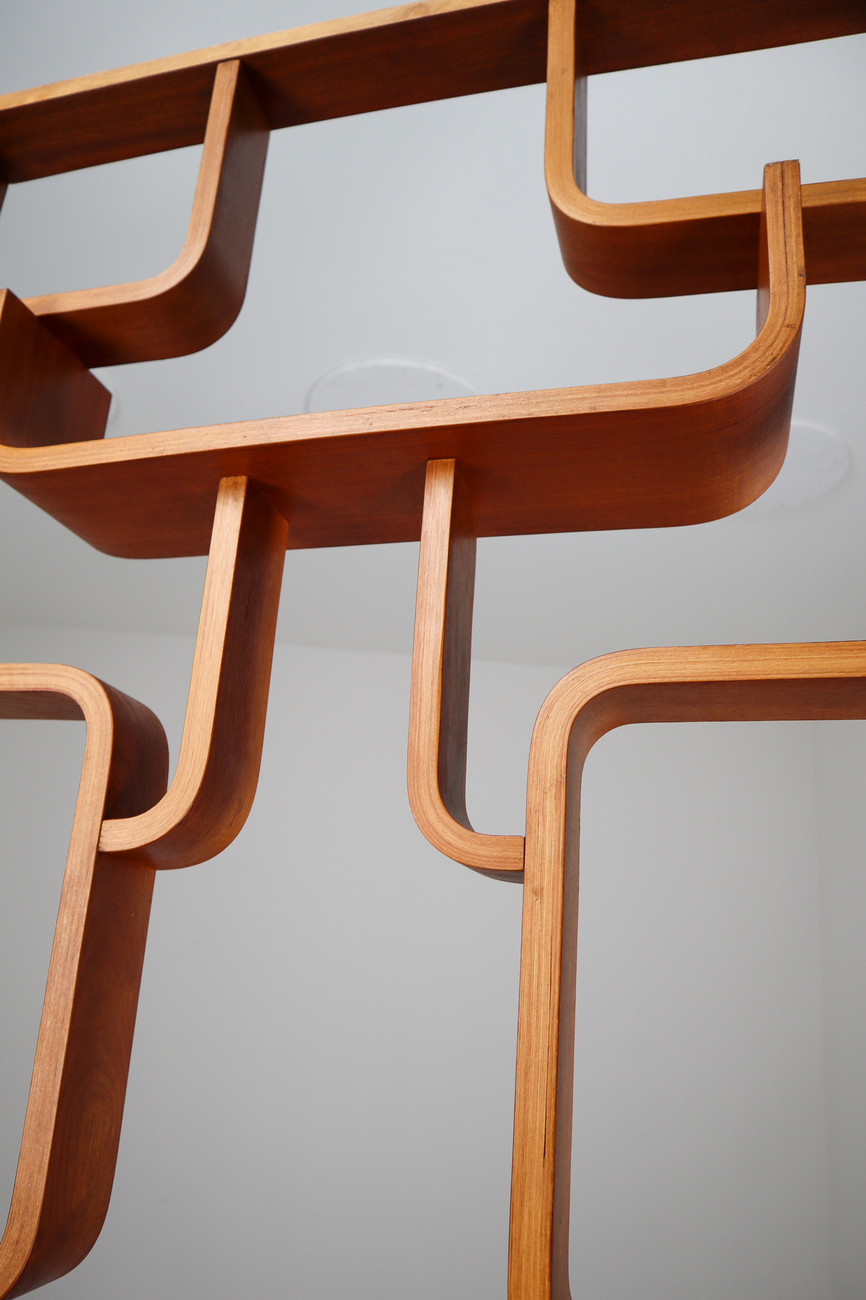 Midcentury Room Divider Shelves in Mahogany Bent-Wood, Praque, 1960s Mid-20th century