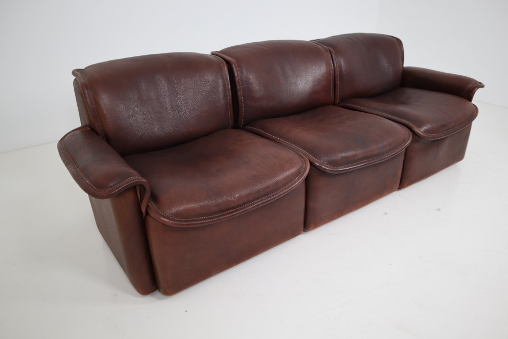 Midcentury Saddle-Stitched Leather Seating Group Ds-12 by De Sede, Switzerland Mid-20th century