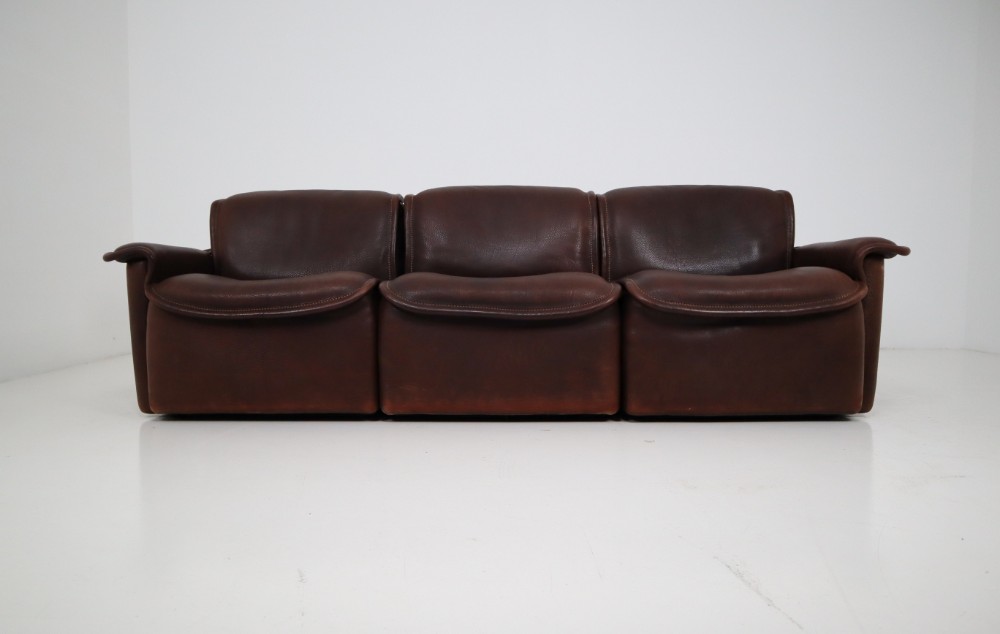 Midcentury Saddle-Stitched Leather Seating Group Ds-12 by De Sede, Switzerland Mid-20th century