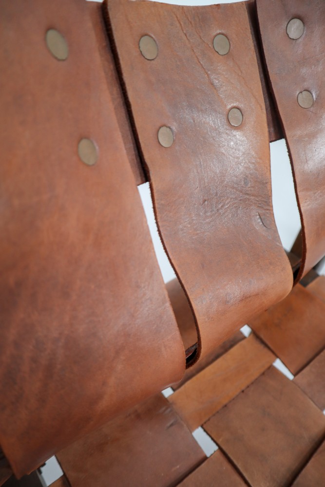 Midcentury Safari Armchairs with Cognac Patinated Leather, 1960s