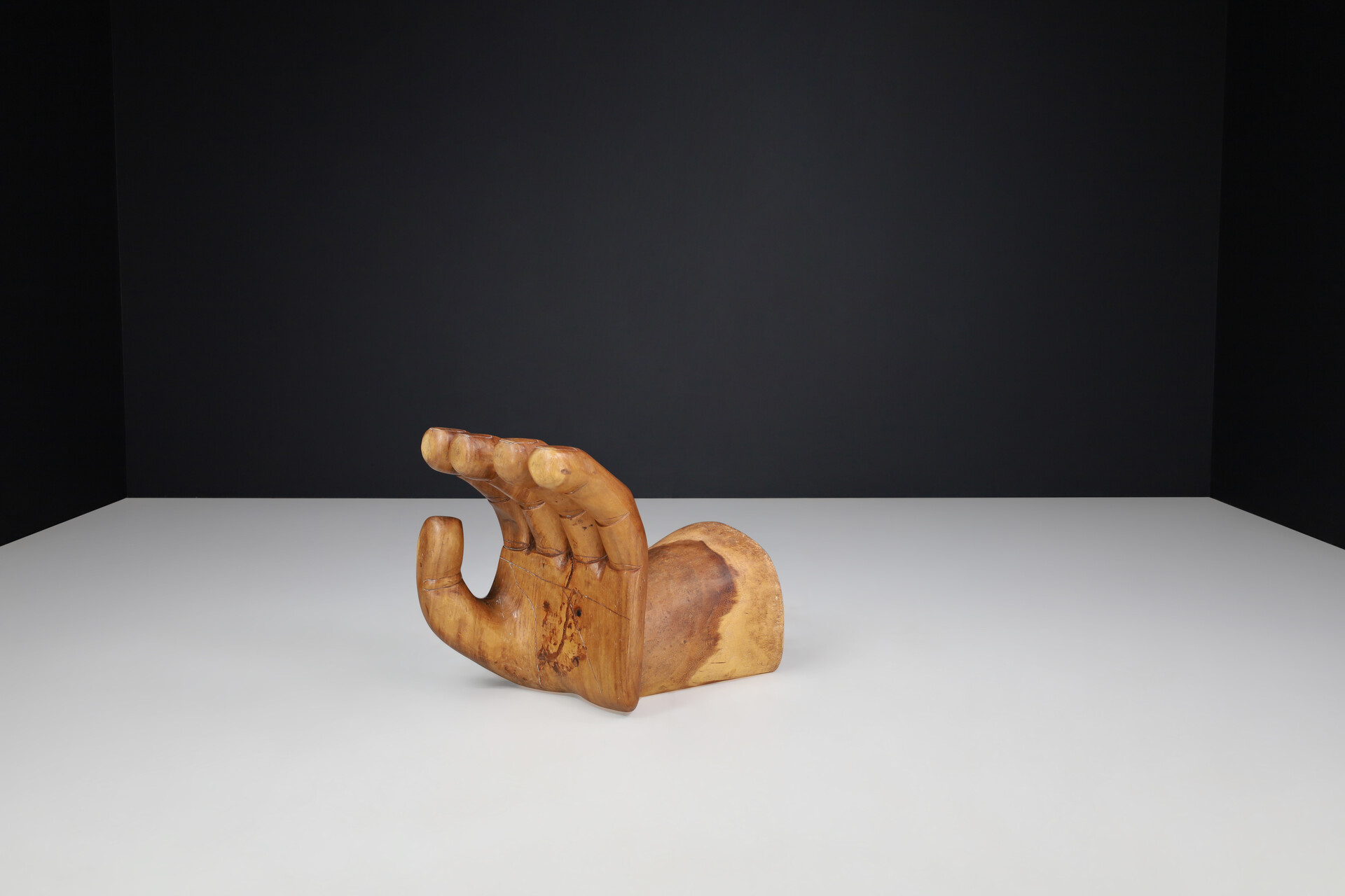 Modern Carved Walnut Pedro Friedeberg Style Hand Chair, The Netherlands 1970s Late-20th century