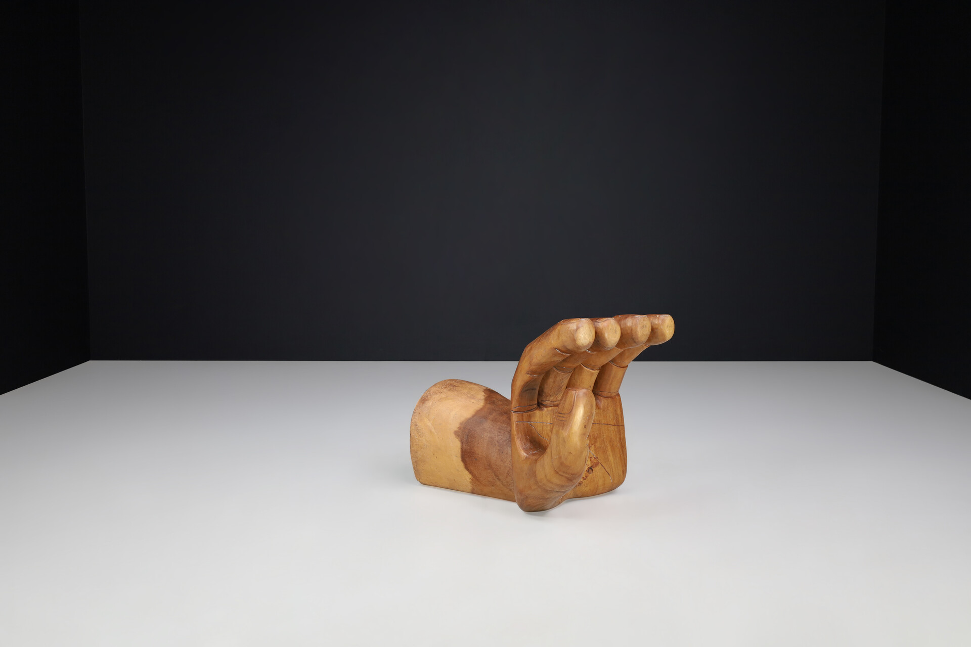 Modern Carved Walnut Pedro Friedeberg Style Hand Chair, The Netherlands 1970s Late-20th century