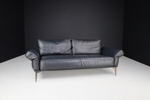 Modern Cierre Imbottiti Black leather and Chrome sofa, Italy 1990 Late-20th century