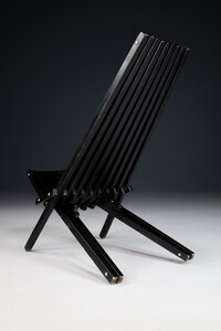 Modern Clamshell Design Slat Wood Folding Chair, Denmark 1980s Late-20th century