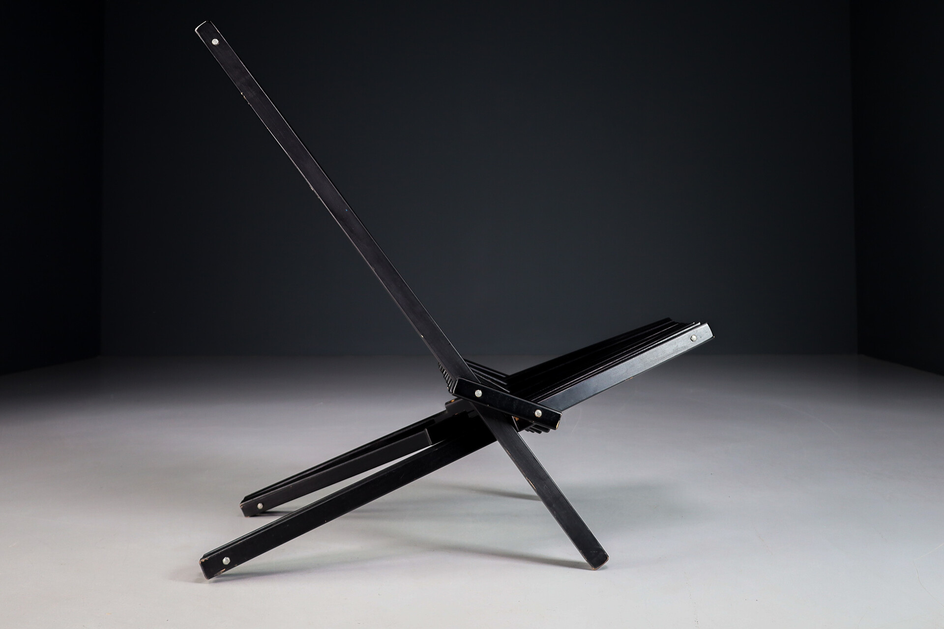 Modern Clamshell Design Slat Wood Folding Chair, Denmark 1980s Late-20th century