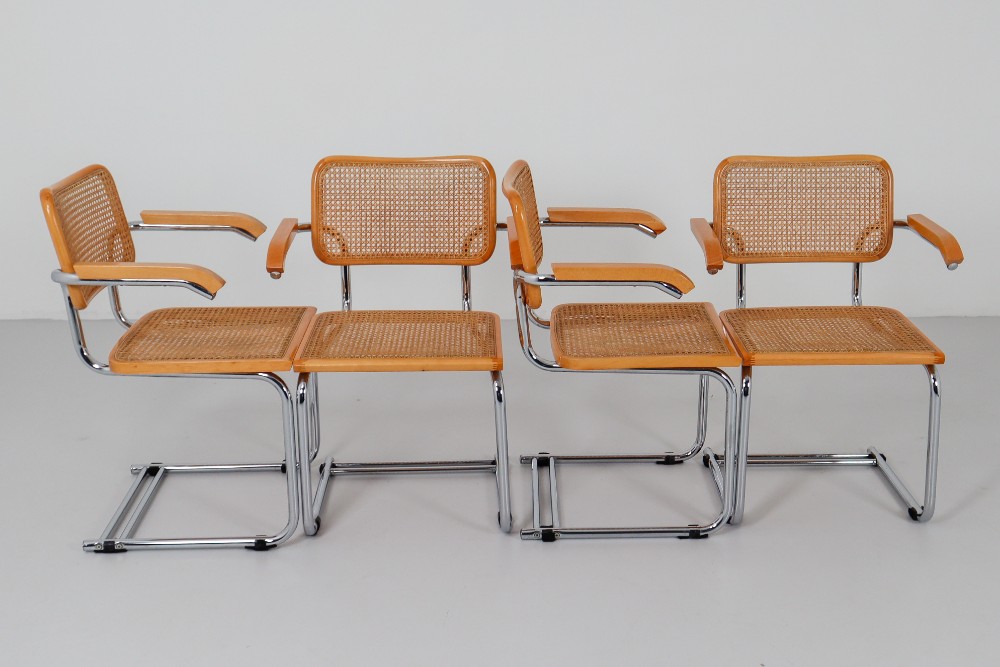 Modern Four Marcel Breuer Cesca Chairs, 1970s Mid-20th century