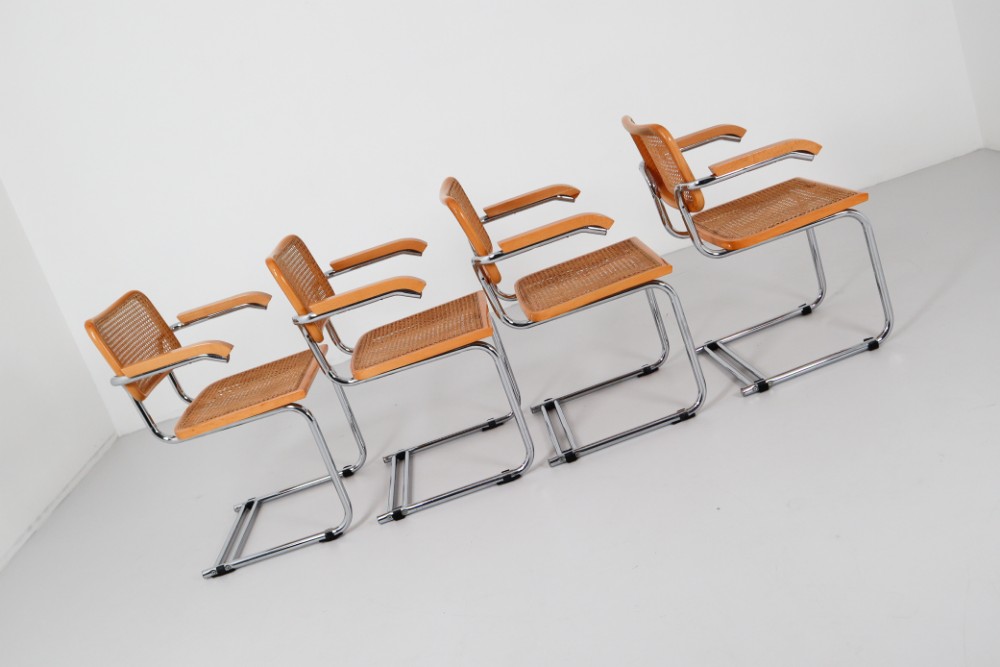 Modern Four Marcel Breuer Cesca Chairs, 1970s Mid-20th century