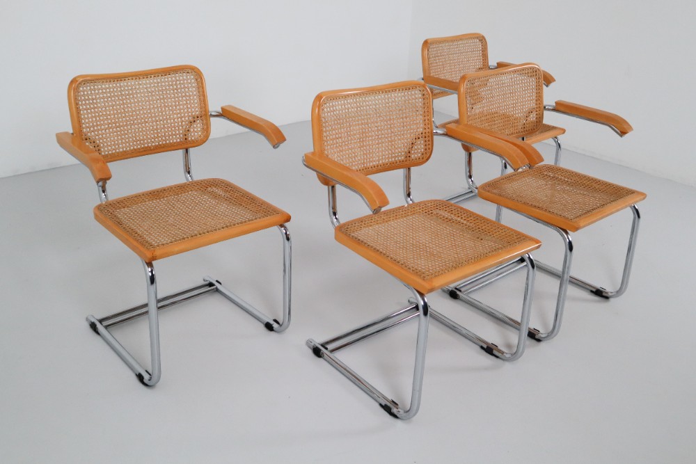 Modern Four Marcel Breuer Cesca Chairs, 1970s Mid-20th century