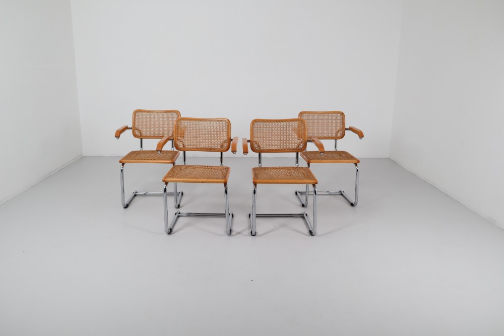 Modern Four Marcel Breuer Cesca Chairs, 1970s Mid-20th century