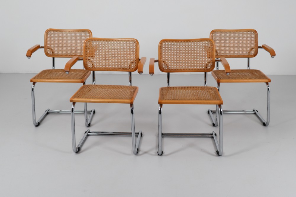 Modern Four Marcel Breuer Cesca Chairs, 1970s Mid-20th century