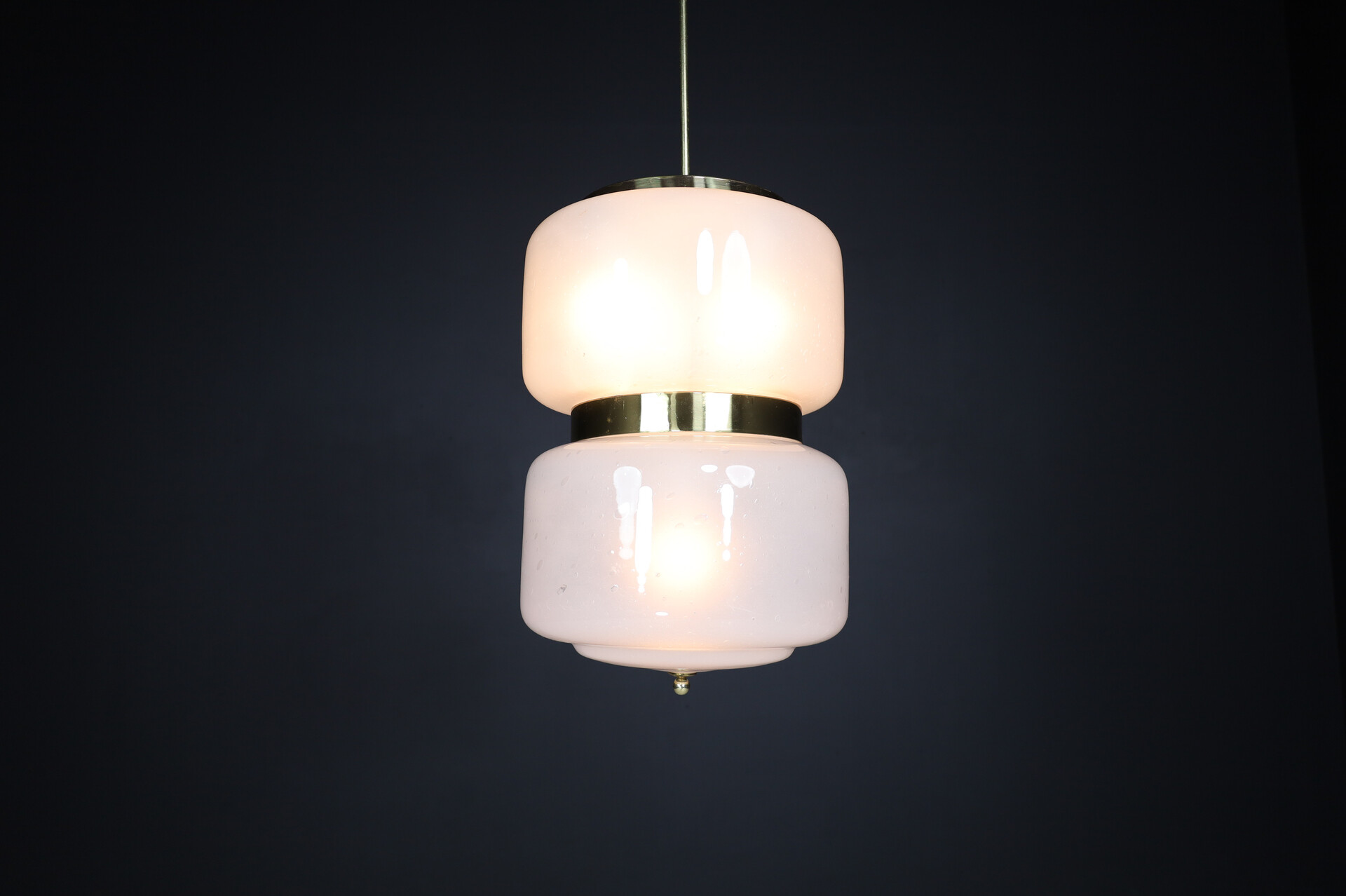 Modern Frosted Glass and brass pendant, Czechia 1970s Mid-20th century