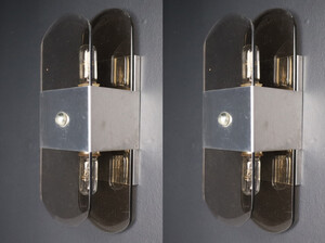 Modern Lucite and Chrome Wall Sconces, italy 1970s Late-20th century