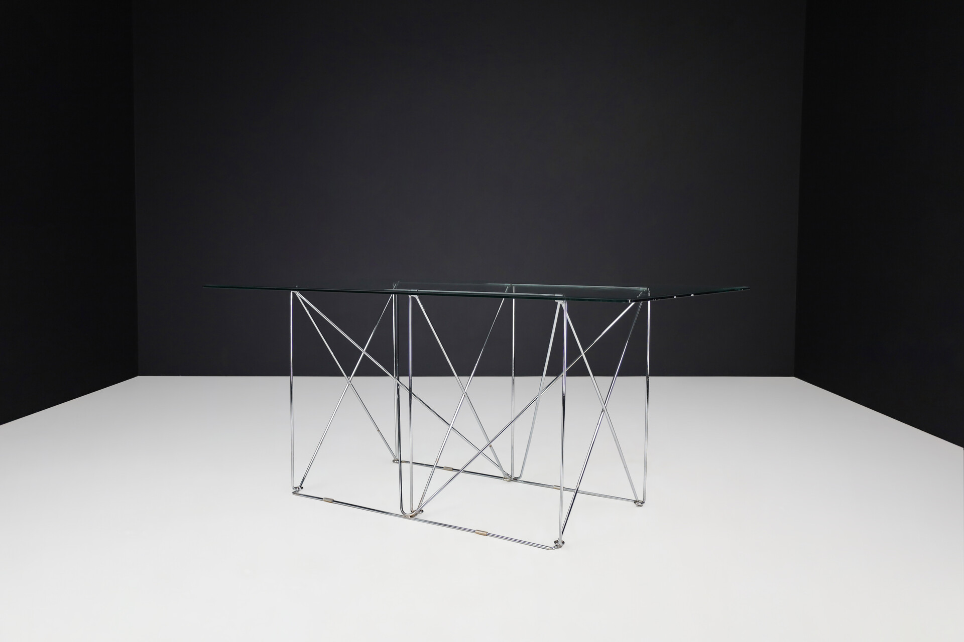 Modern Max Sauze Architectural Folding Metal Table France, 1970s Late-20th century