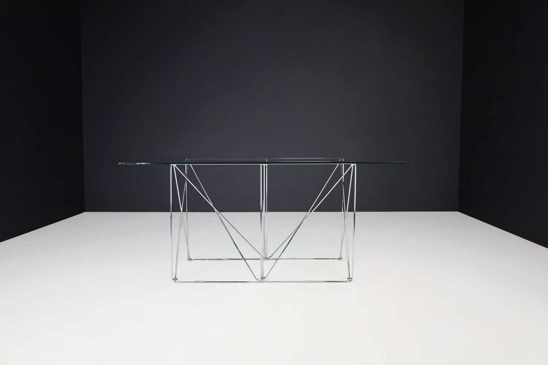Modern Max Sauze Architectural Folding Metal Table France, 1970s Late-20th century