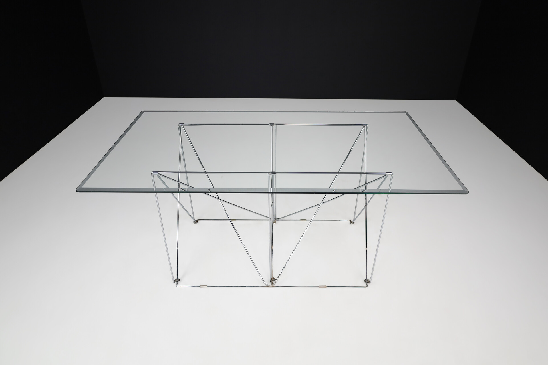 Modern Max Sauze Architectural Folding Metal Table France, 1970s Late-20th century