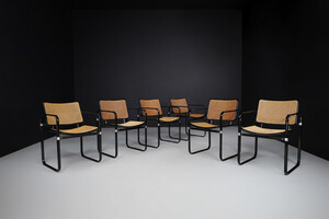 Modern Metal and cane armchairs, Italy 1980s Late-20th century