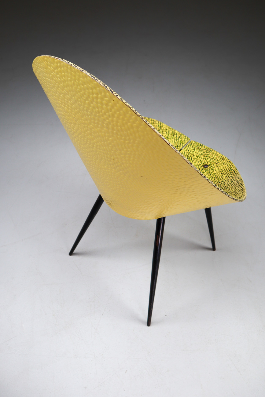 Modern Mid-Century French chair in yellow and black 1950s Mid-20th century