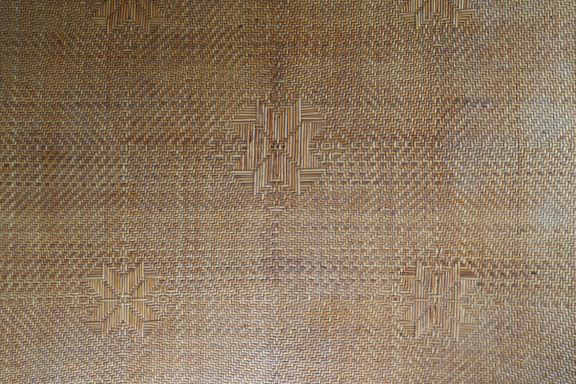 Modern Monumental  Rattan and Wood Coffee Table Mid-20th century