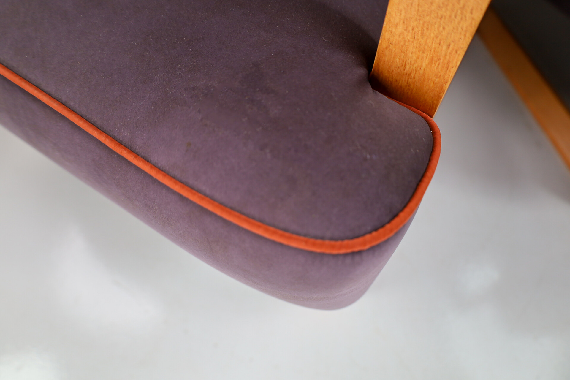 Modern Set/2 Dutch Design Arm chairs in oak and velours , The Netherlands Late-20th century