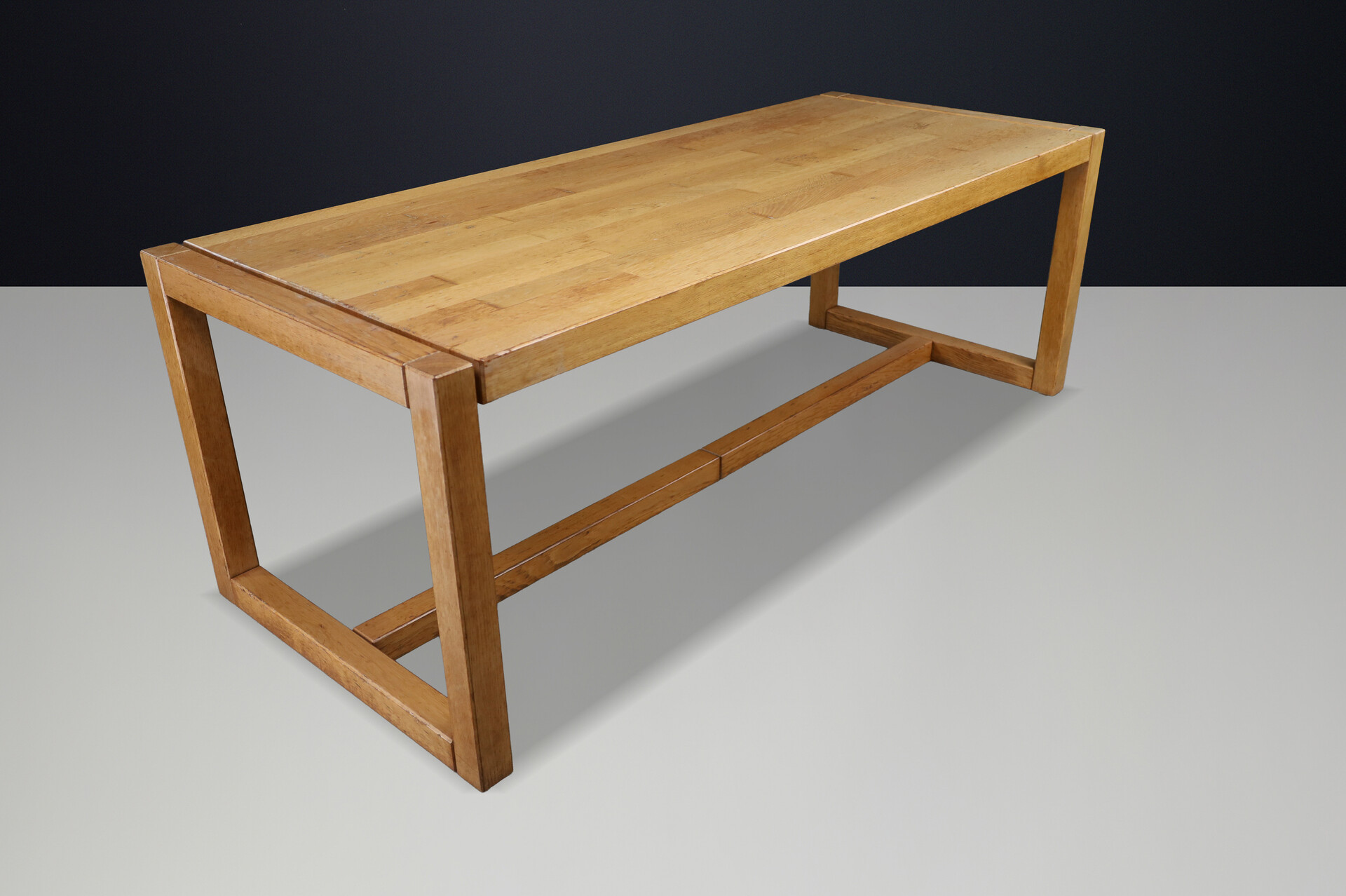 Modernist oak table, Belgium 1970s Late-20th century
